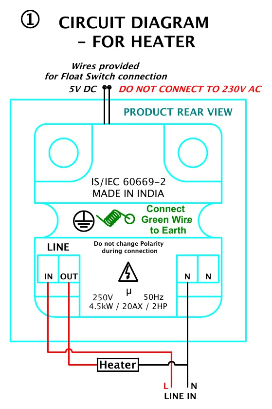 Circuit 1: Heater wiring diagram