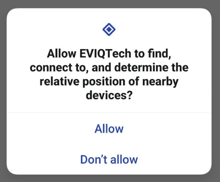 Android prompt to allow nearby device access