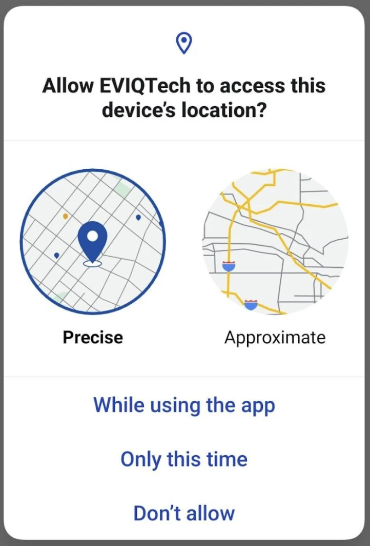 Android prompt to allow precise location while using the app
