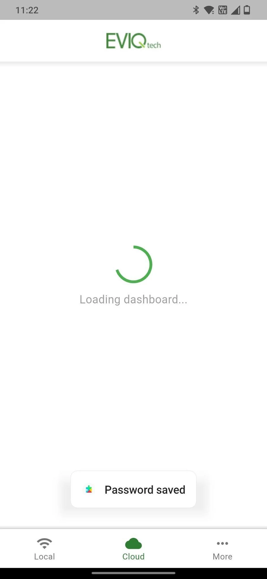 Loading dashboard with password saved